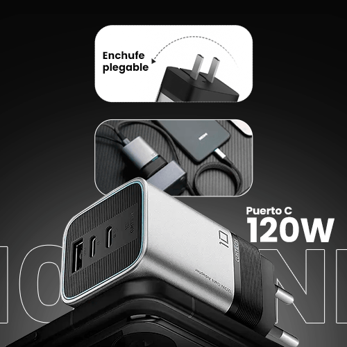CUKTECH 10 Mini Cargador GaN 120W 3 Puertos USB-C