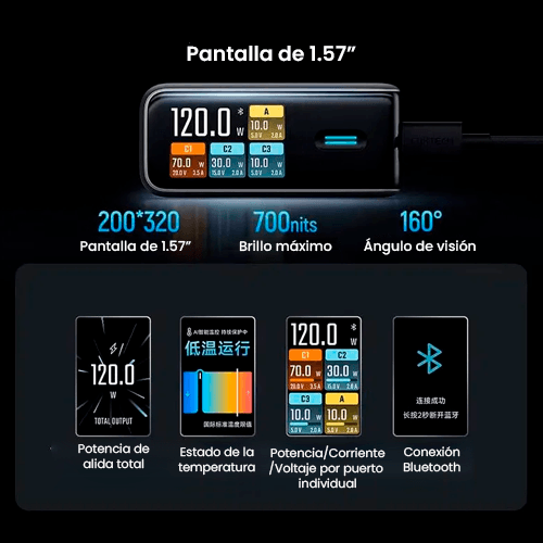 Cuktech 10 Ultra with Screen Display Charge Set With Cable