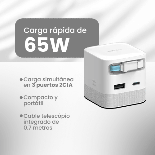 CUKTECH CP6 Cargador GaN 67W con Cable Retráctil