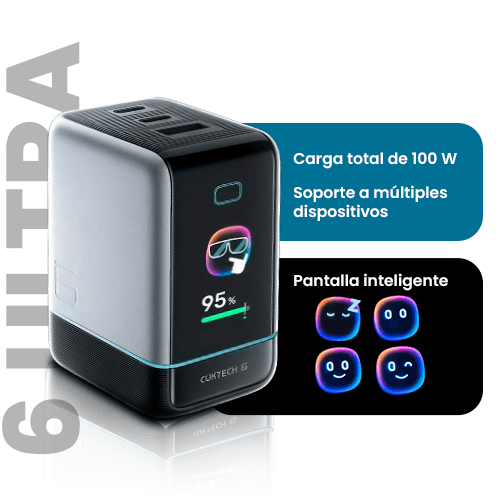 CUKTECH 6 GaN Ultra Cargador 100W 3 Puertos con Pantalla TFT