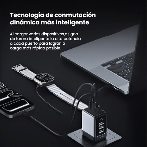 CUKTECH 6 GaN Ultra Cargador 100W 3 Puertos con Pantalla TFT