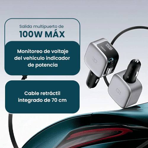 CUKTECH 10 Cargador Retráctil para Auto 85W con Pantalla LED